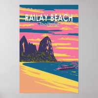 Railay Beach Thailand Reizen Kunst Vintage