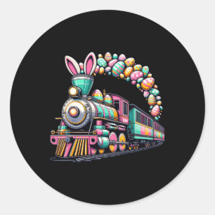 Railroad Bunny Train Paasei Kinder Peuter Jongens Ronde Sticker