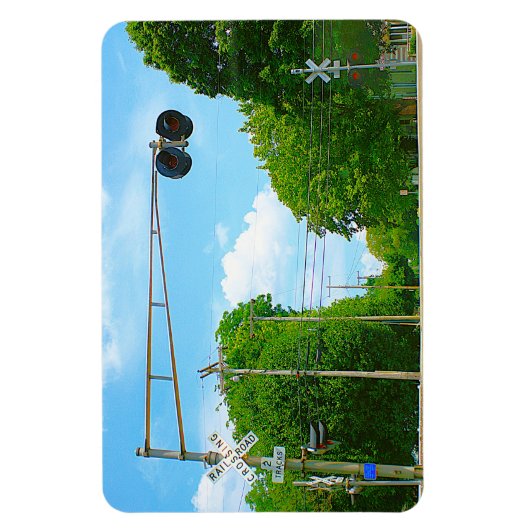 Railroad Crossing With Left Side Signals  Magneet (Verticaal)