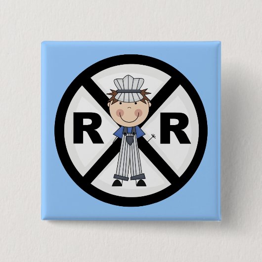 Railroad Engineer-Boy T-shirts en Gifts Vierkante Button 5,1 Cm (Voorkant)