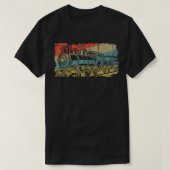 Railroad Fan Liefhebbers Retro Railfan Steam En T-shirt (Design voorkant)
