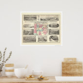 Railroad map 1877 van Pittsburg Cincinnati Poster (Keuken)