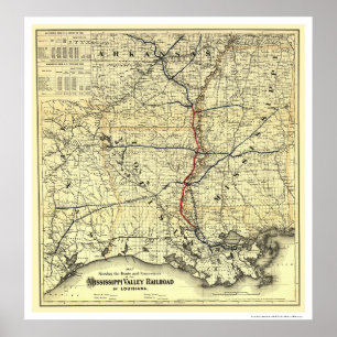Railroad Map 1882 van de Mississippi Valley Poster