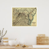 Railroad Map 1883 in Washington en Atlantic Poster (Keuken)