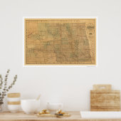 Railroad Map 1892 in North Dakota Poster (Keuken)