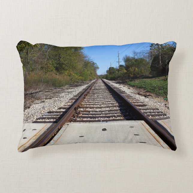 Railroad Train Tracks Foto Decoratief Kussen (Voorkant)