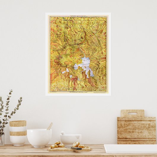 Railroad Yellowstone Map 1903 Poster (Keuken)