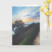 Rails le long de la carte de voeux de rivière (Fleur jaune)