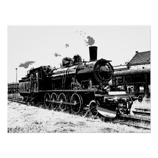 Rails rennen — stoomtrein perfect poster (Voorkant)