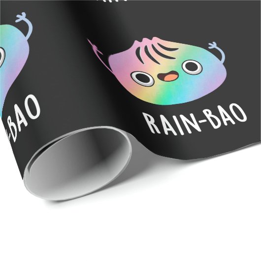 Rain-bao Funny Rainbow Dimsum Bao Pun Dark BG Cadeaupapier (Rol Hoek)