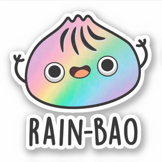 Rain-bao Funny Rainbow Dimsum Bao Pun Sticker (Voorkant)