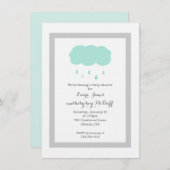 Rain Cloud Baby shower Invitation Kaart (Voorkant / Achterkant)