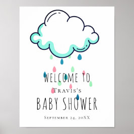 Rain Cloud Baby Sprinkle Welkomstbord Poster