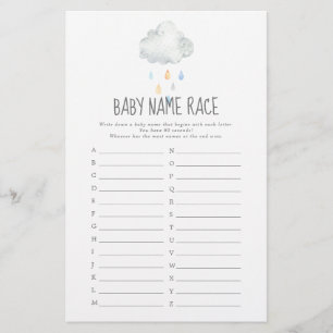 Rain Cloud Boy Baby shower Baby Naam Race Game