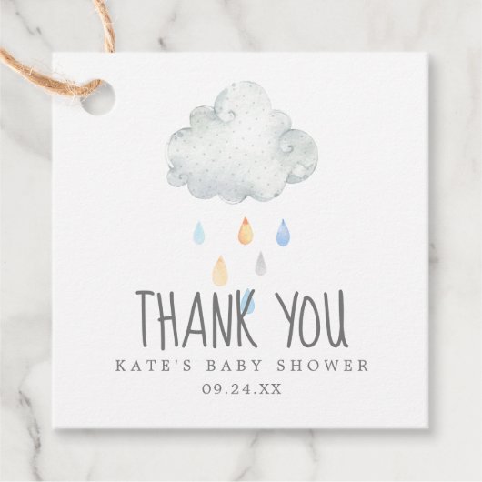 Rain Cloud Boy Baby shower Hartelijk dank Bedankjes Labels (Voorkant)