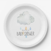 Rain Cloud Boy Baby shower Papieren Bordje (Voorkant)