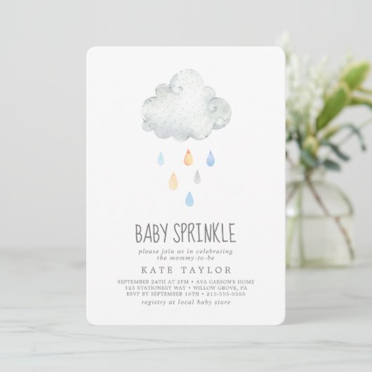 Rain Cloud Boy Baby Sprinkle Kaart (Staand voorkant)