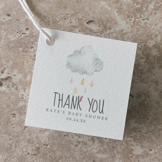 Rain Cloud Girl Baby shower Dank je wel Bedankjes Labels
