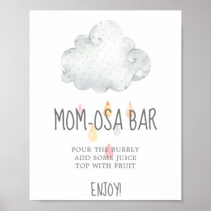 Rain Cloud Girl Baby shower Mam-osa Bar Sign Poster