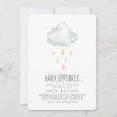 Rain Cloud Girl Baby Sprinkle Uitnodiging (Voorkant)