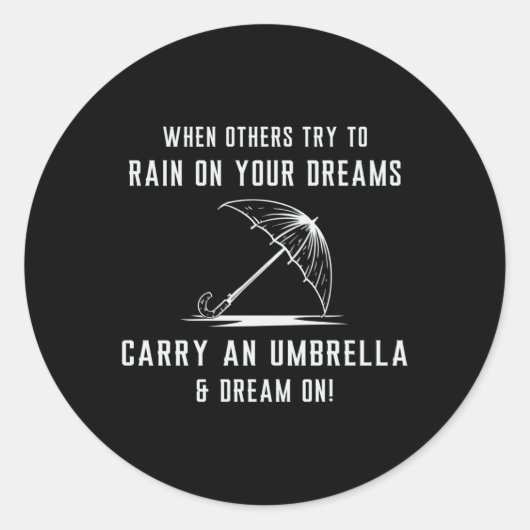 Rain Cloud Raindrop Umbrella Weather Rainy Gift Ronde Sticker (Voorkant)