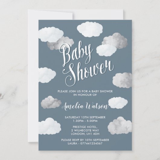 Rain Clouds Baby Shower Uitnodigingen (Voorkant)