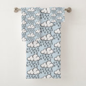 Rain Clouds Illustrated Pattern on Light Blue (En situation)