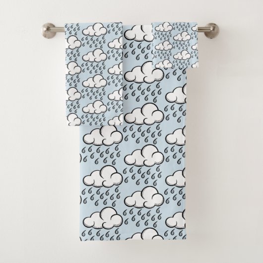 Rain Clouds Illustrated Pattern on Light Blue (En situation)