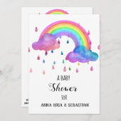 ** Rain Clouds Rainbow Baby shower Kaart (Voorkant / Achterkant)