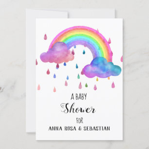 ** Rain Clouds Rainbow Baby shower Kaart