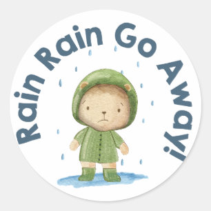 Rain Go Away - Schattige Beer op een regenachtige Ronde Sticker