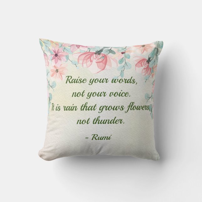 Rain Groeit Flowers Rumi Quote Kussen (Voorkant)