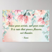 Rain Groeit Flowers Rumi Quote Poster (Voorkant)