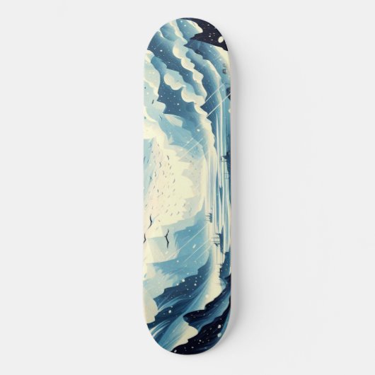 Rain Hail Migrating Birds Snow Mountains Scenery  Skateboard (Voorkant)