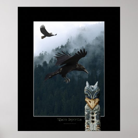 RAIN SPIRITS Corbeau & Totem Poteau Poster Poster  (Devant)