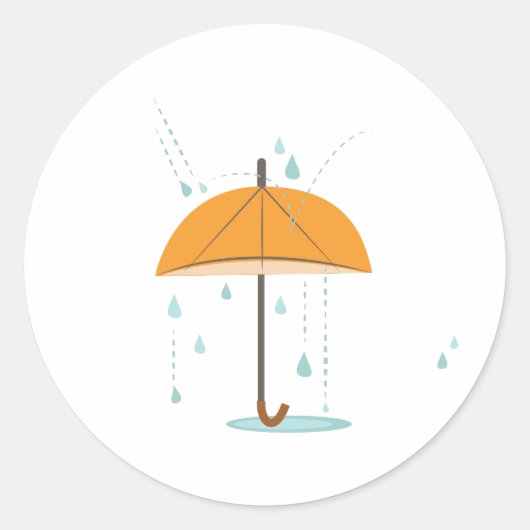 Rain Umbrella Ronde Sticker (Voorkant)
