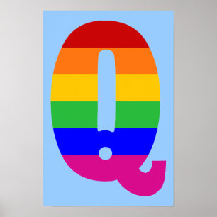 Rainbobordetekst Q Poster