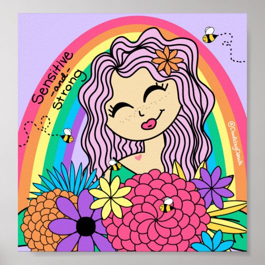 Rainbogen en bloemen poster (Voorkant)