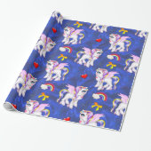 Rainbogen en inkepingen Blauwe zijde Cadeaupapier (Uitgerold)