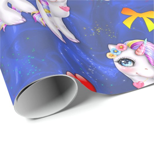 Rainbogen en inkepingen Blauwe zijde Cadeaupapier (Rol Hoek)