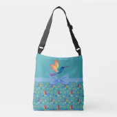 Rainbogen en Love Humming Bird in Blauwgroen Crossbody Tas (Voorkant)