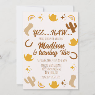 Rainbogen en Rodeos Groovy Birthday Aankondiging