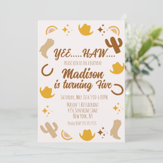 Rainbogen en Rodeos Groovy Birthday Kaart (Staand voorkant)