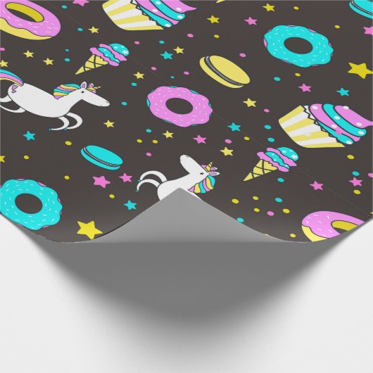 Rainbogen en Unicorns Cadeaupapier (Hoek)