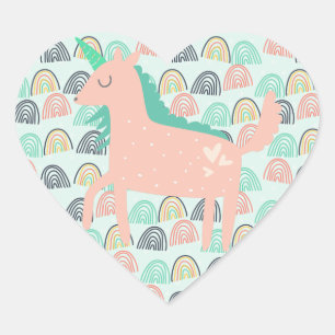 Rainbogen en Unicorns Hart Sticker