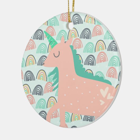 Rainbogen en Unicorns Keramisch Ornament (Links)