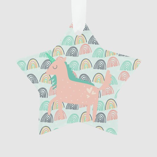 Rainbogen en Unicorns Ornament (voorkant)