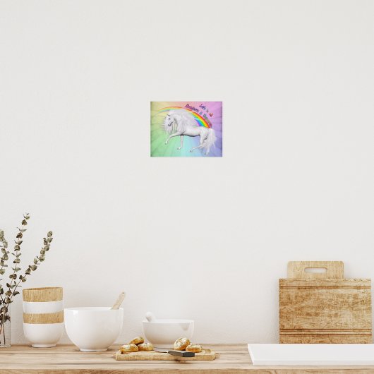 Rainbogen en Unicorns Poster (Keuken)