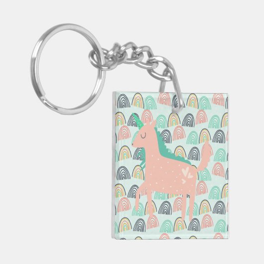 Rainbogen en Unicorns Sleutelhanger (Voorkant Links)