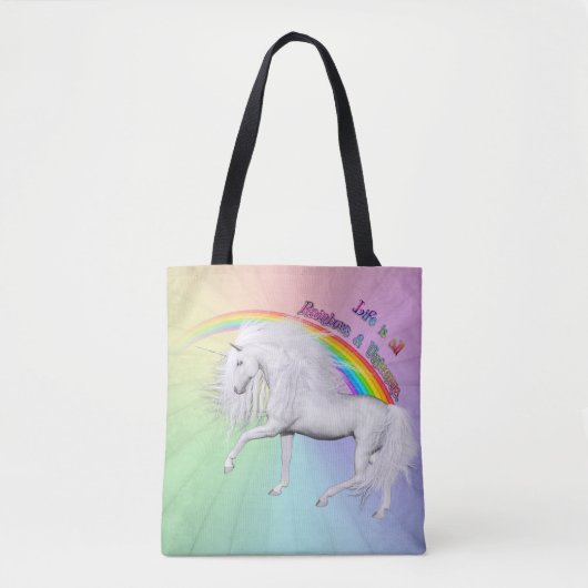 Rainbogen en Unicorns Tote Bag (Voorkant)
